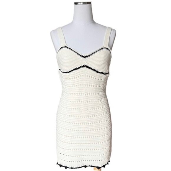 Free People Devvy Knit Mini Dress in Off White Size Medium NWOT - Picture 3 of 11